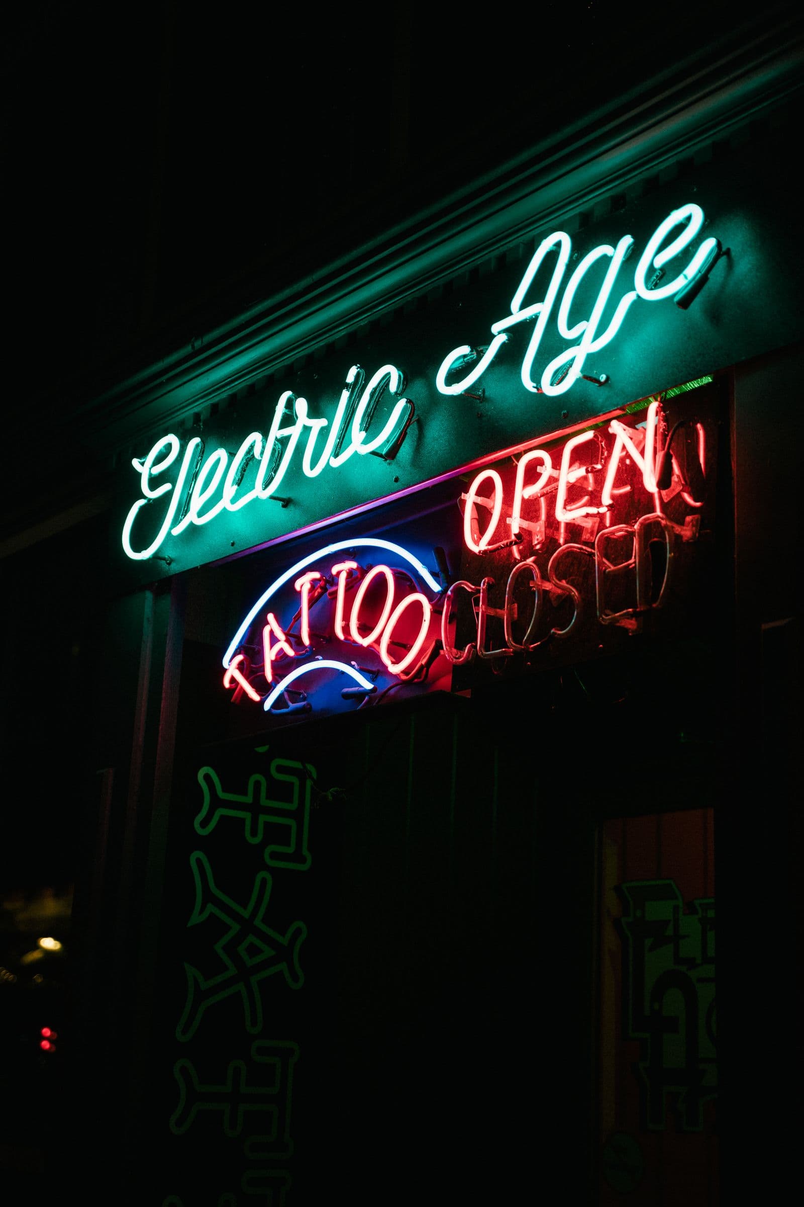 Studio neon sign at night