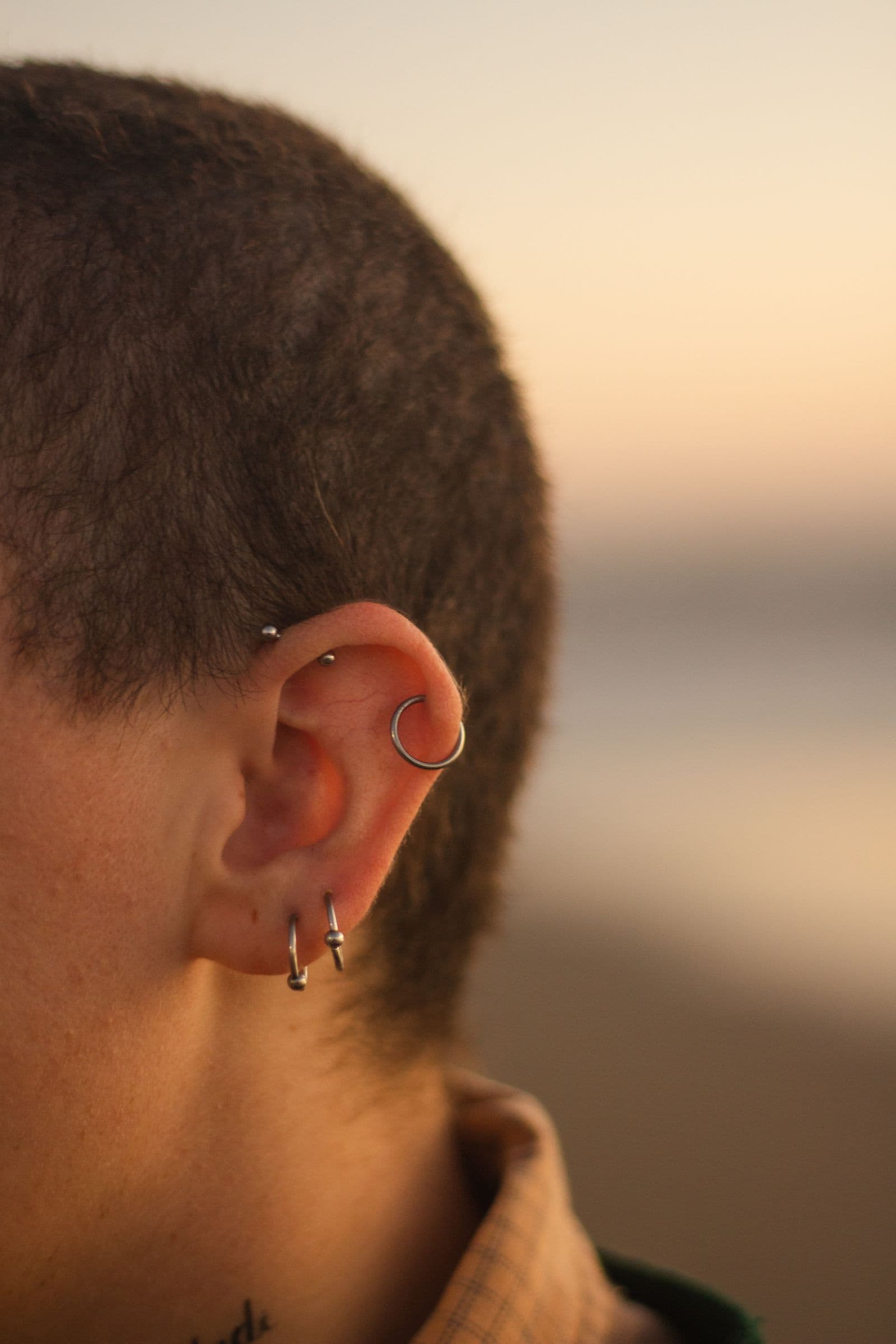 Ear piercing close-up