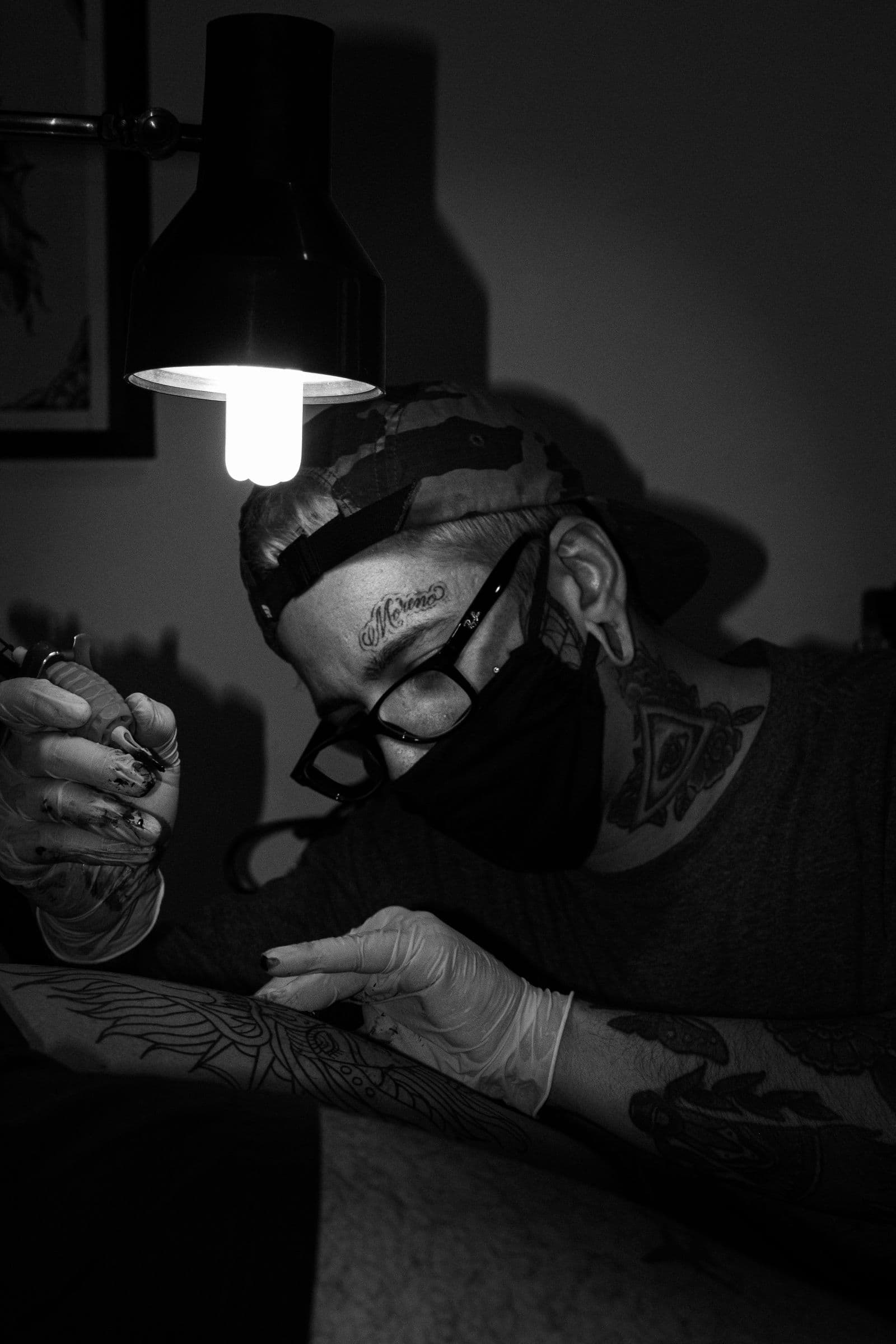 Artist working in the studio